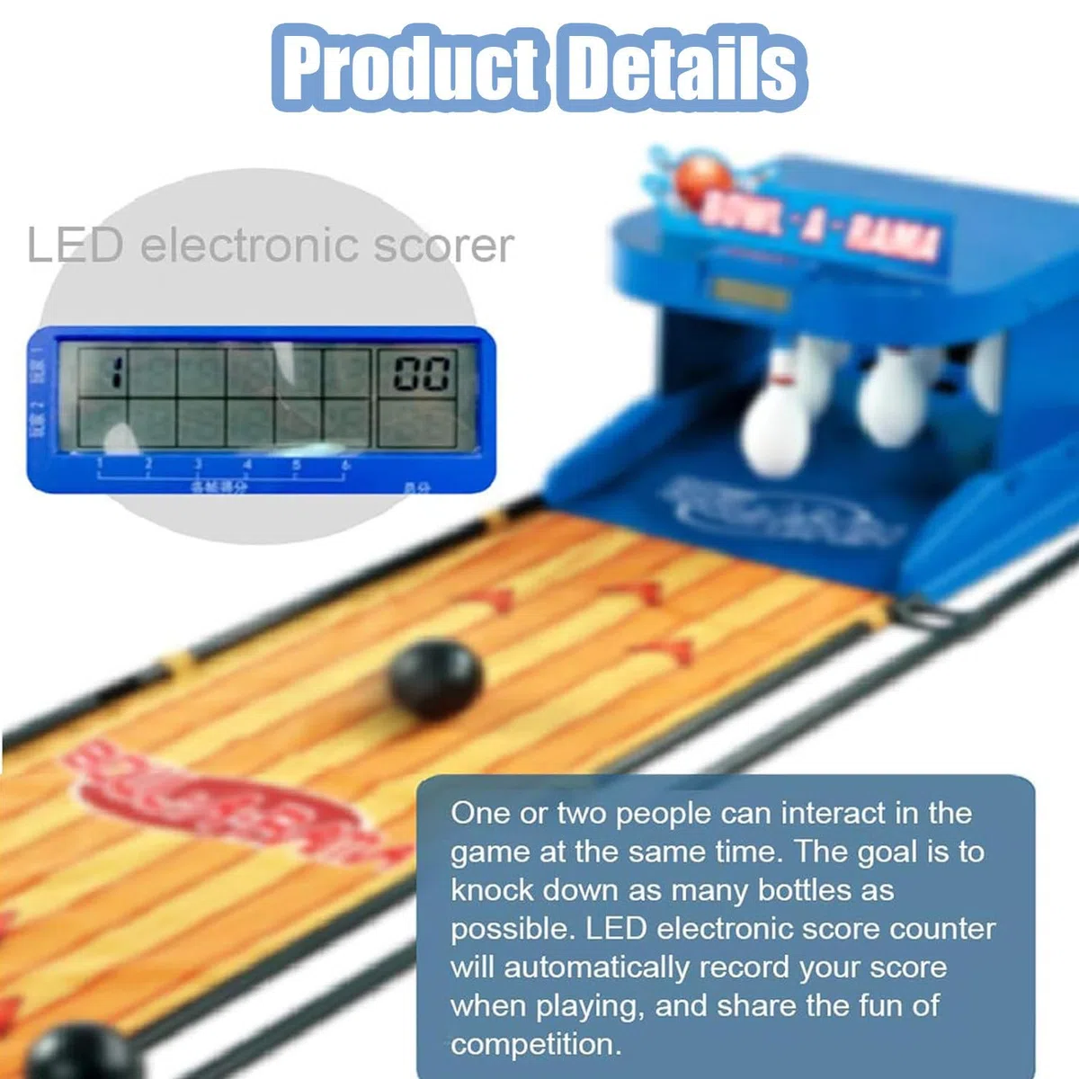 Juego de Bolos para niños, Consola de Juegos Deportivos de Interior con Bola de Bolos, Marcador LED, reinicio automático, iluminación y Sonido simulado. Entretenimiento en casa 2m/6ft