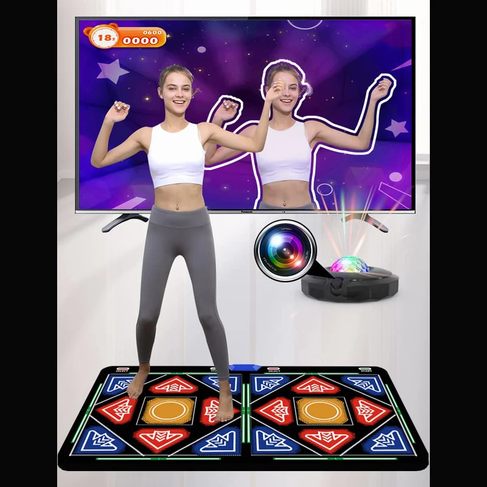Tapete de baile HDMI con cámara para niños y adultos, almohadilla electrónica de baile musical con 1030 juegos, tarjeta de memoria de 64 GB, 81 videos musicales y 650 canciones, tapete de baile de