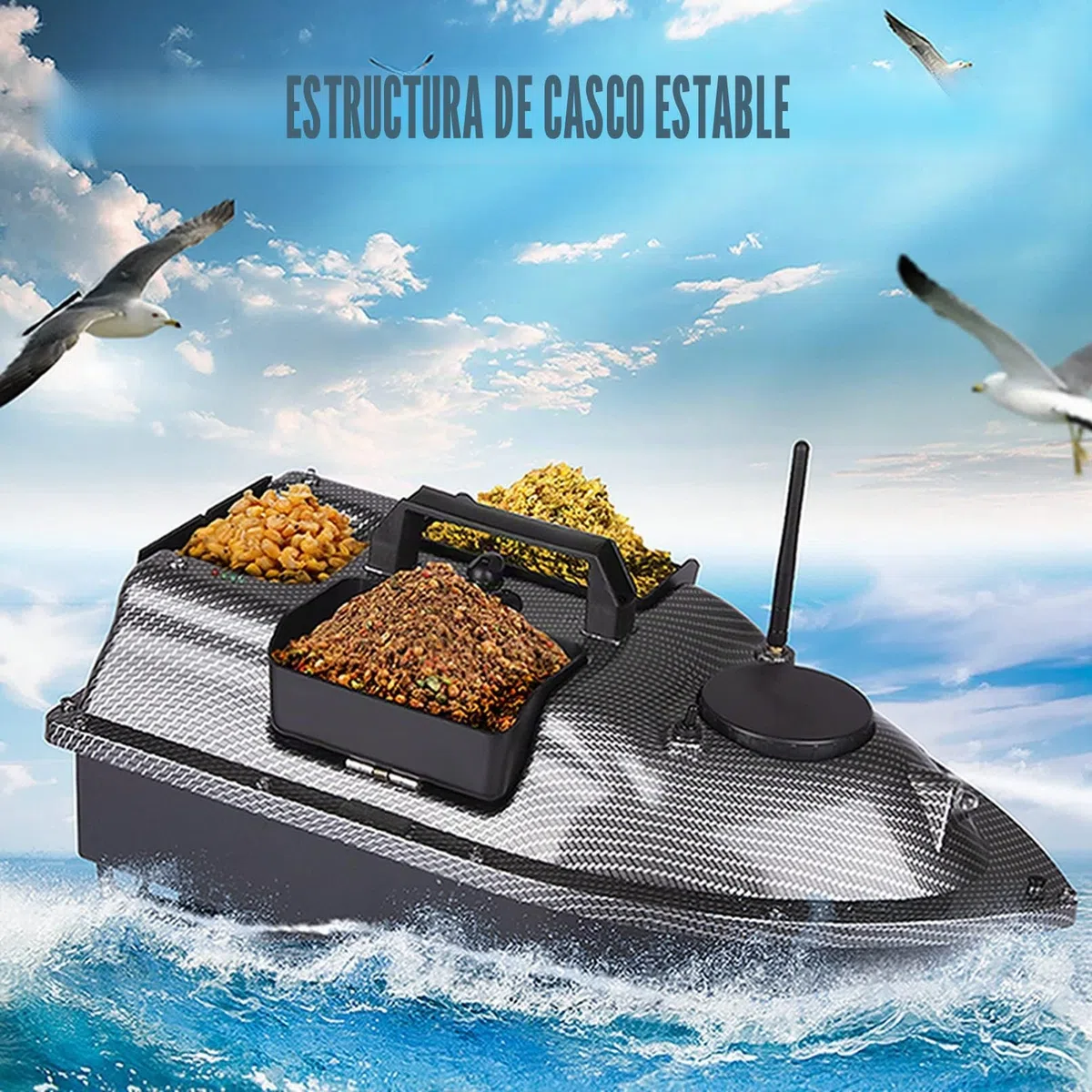 Señuelo de pesca RC barco, barco de pesca, barco de pesca, barco de crucero GPS con batería de 12000 mAh (fibra de carbono, GPS 12000 mAh)