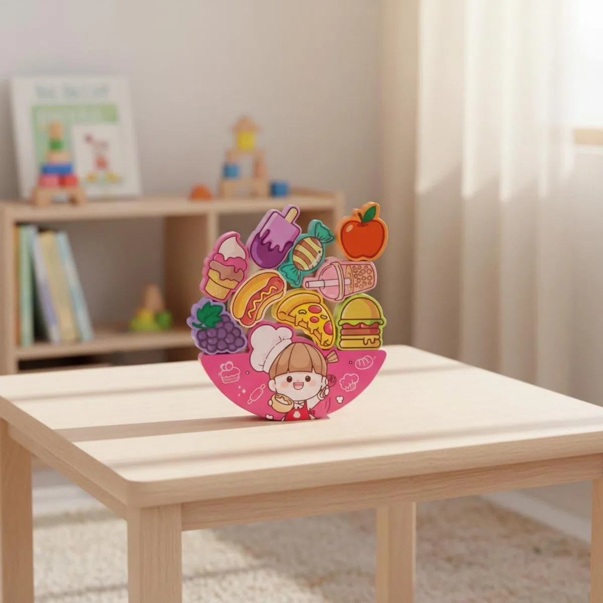 Qectial Bloques de Aprendizaje Juguete Educativo Apilable Juego de Equilibrio Rompecabezas de Madera Textura Suave Cómoda para Manos Pequeñas Refuerza