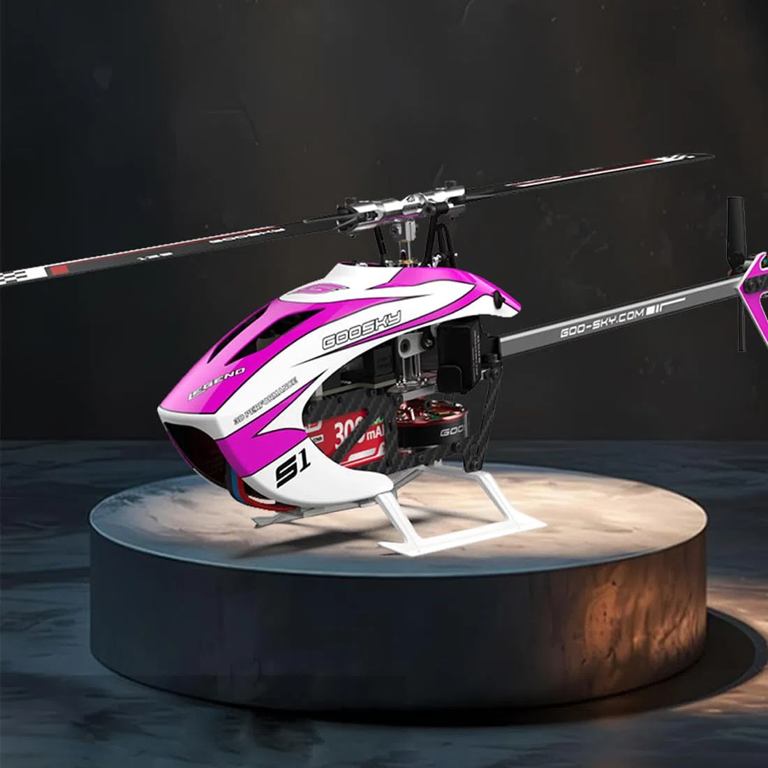 Goo-Sky S1 - Helicóptero 3D RC de 2.4 GHz, motores duales de accionamiento directo sin escobillas, marco de fibra de carbono, control de vuelo GTS, RTF 3D, aviones de acrobacias para adultos y pilotos