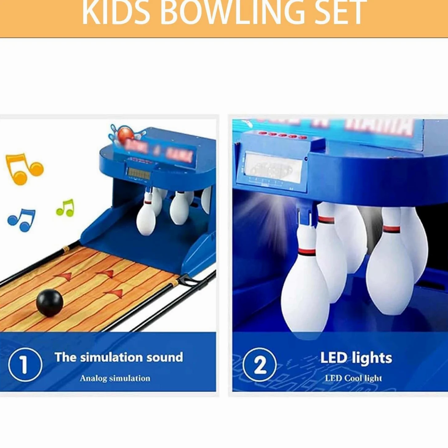 Juego De Bolos Electrónico con Reinicio Automático, Consola De Juegos De Bolos para Interiores con Marcador Led Y Efectos De Sonido De Simulación(2m)