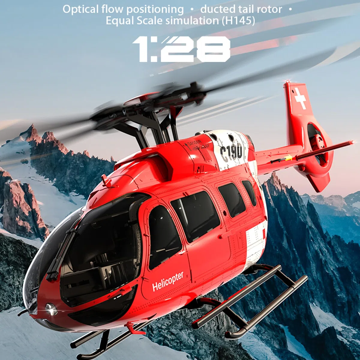 Helicóptero teledirigido, 2,4 GHz RC helicóptero con motor sin escobillas doble, 4 canales, posicionamiento de flujo óptico, estabilización de giroscopio de seis ejes