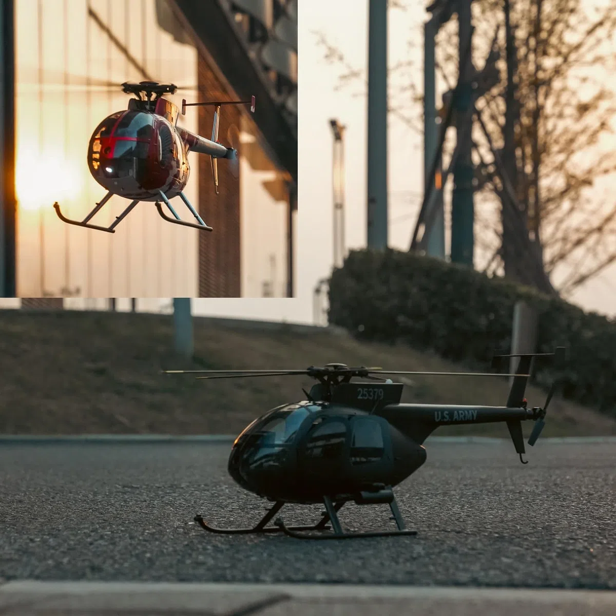 Helicóptero RC F119S MD500 con giroscopio de 6 Ejes, Modos conmutables 6G/3D y Cabina abatible - Helicóptero teledirigido RTF para Principiantes y Adultos(Red,No Camera)