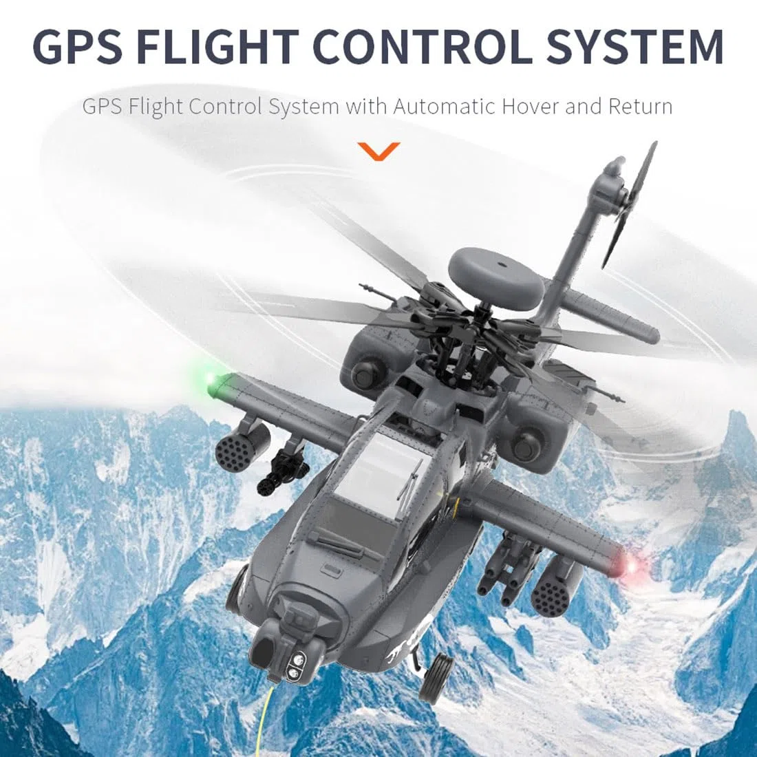 YU XIANG F11-S AH64 - Helicóptero a control remoto, escala 1/32, 2.4G, 6 canales, avión sin barra de doble eje con sistema inteligente GPS, vuelo de acrobacias 6G/3D, modelo de aviación