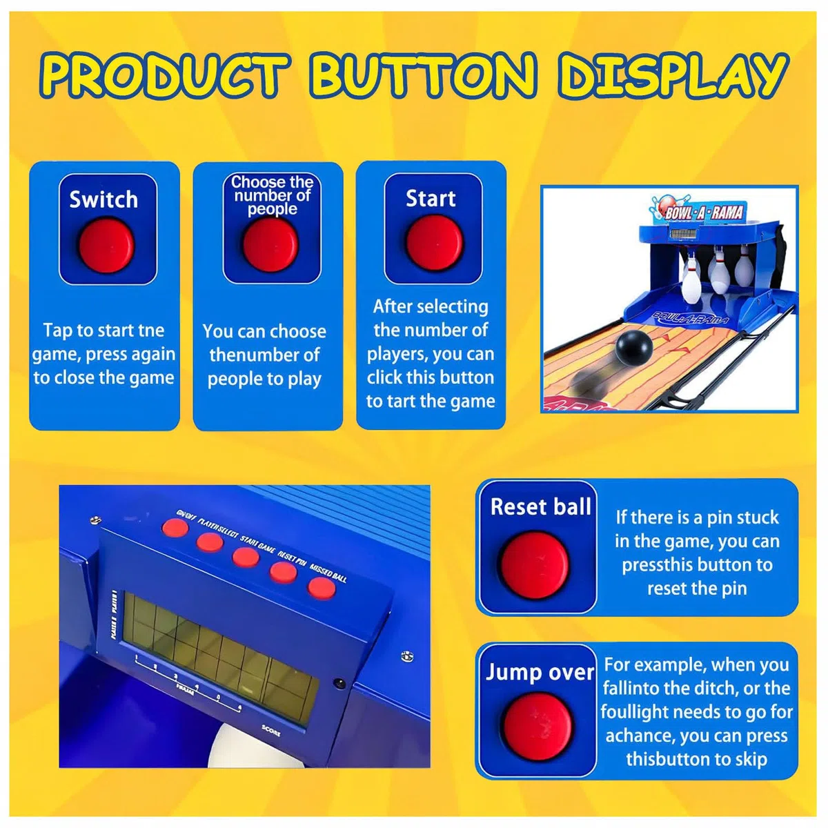Juego de Bolos para niños y Adultos, con Marcador LED, reseteo automático, Efectos de Sonido y Luces Fiestas en casa y Actividades de unión Familiar 3.5m/11ft