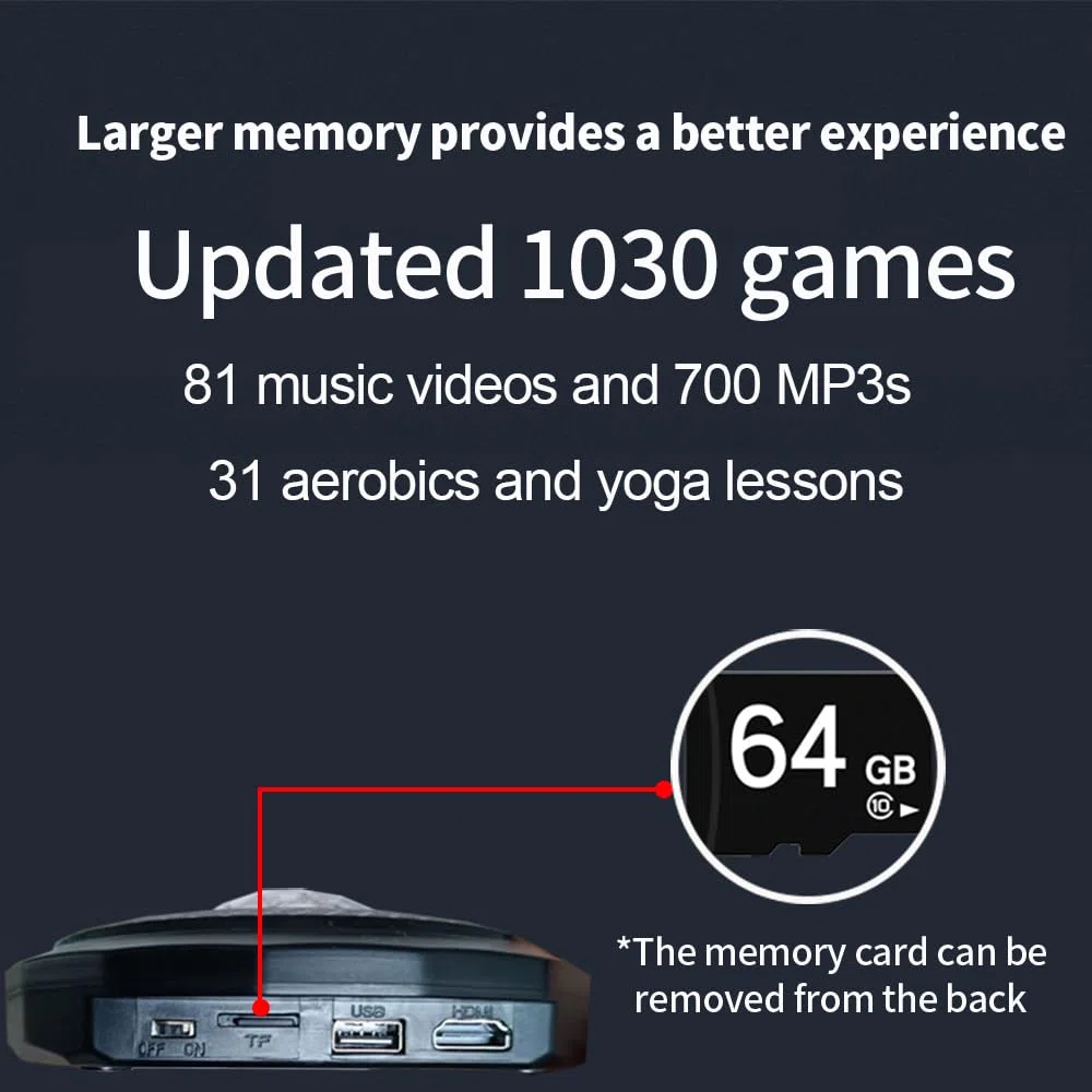 Tapete de baile HDMI con cámara para niños y adultos, almohadilla electrónica de baile musical con 1030 juegos, tarjeta de memoria de 64 GB, 81 videos musicales y 650 canciones, tapete de baile de