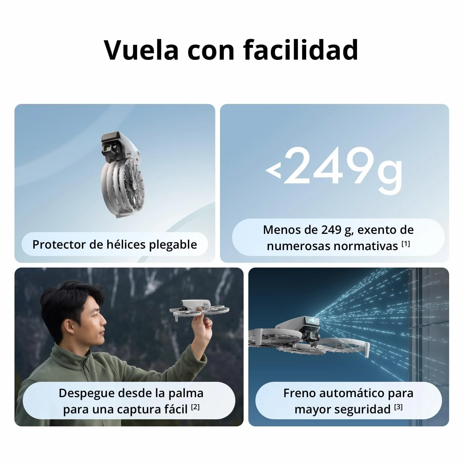 DJI Flip (RC-N3), dron con cámara 4K UHD para adultos, < 249 g | estabilización 3 ejes, vídeo a 13 km, despegue de la palma, retorno automático, 1 batería, vuelo de 31 min, vuelo inteligente