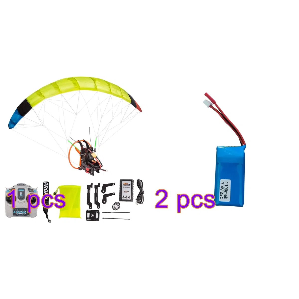 Parapente eléctrico RC de 100 cm RTF, avión paramotor alimentado de 2.4 GHz con ala plegable, tiempo de vuelo de 30 minutos y acrobacias aéreas estables de alto vuelo para adultos