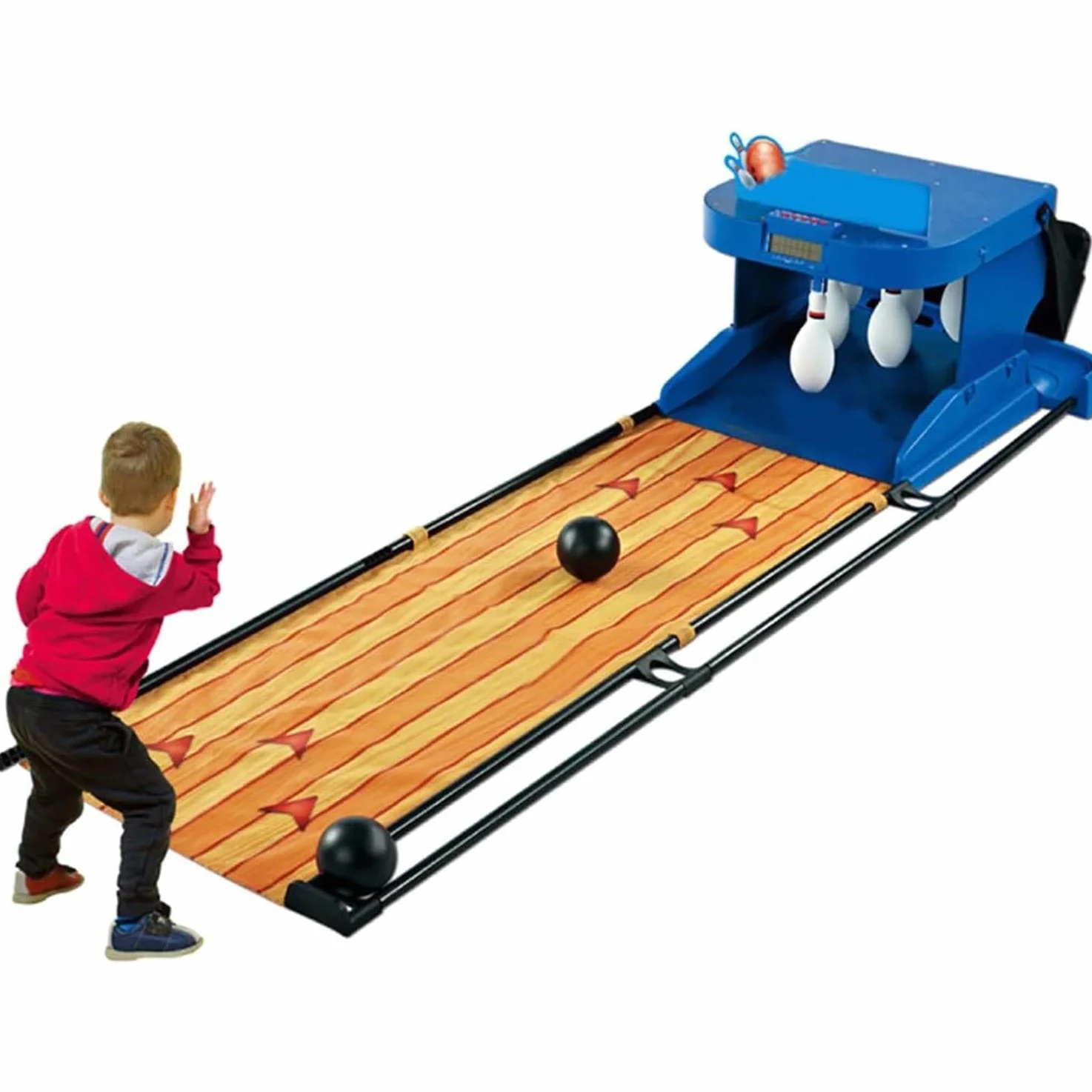 Juego De Bolos Electrónico con Reinicio Automático, Consola De Juegos De Bolos para Interiores con Marcador Led Y Efectos De Sonido De Simulación(2m)
