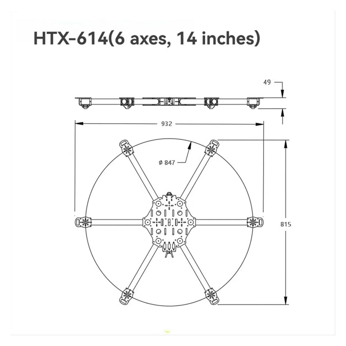 Kit de marco hexacóptero de 14 pulgadas con brazos desmontables | Marco de mejora para dron con diseño de 14 pulgadas
