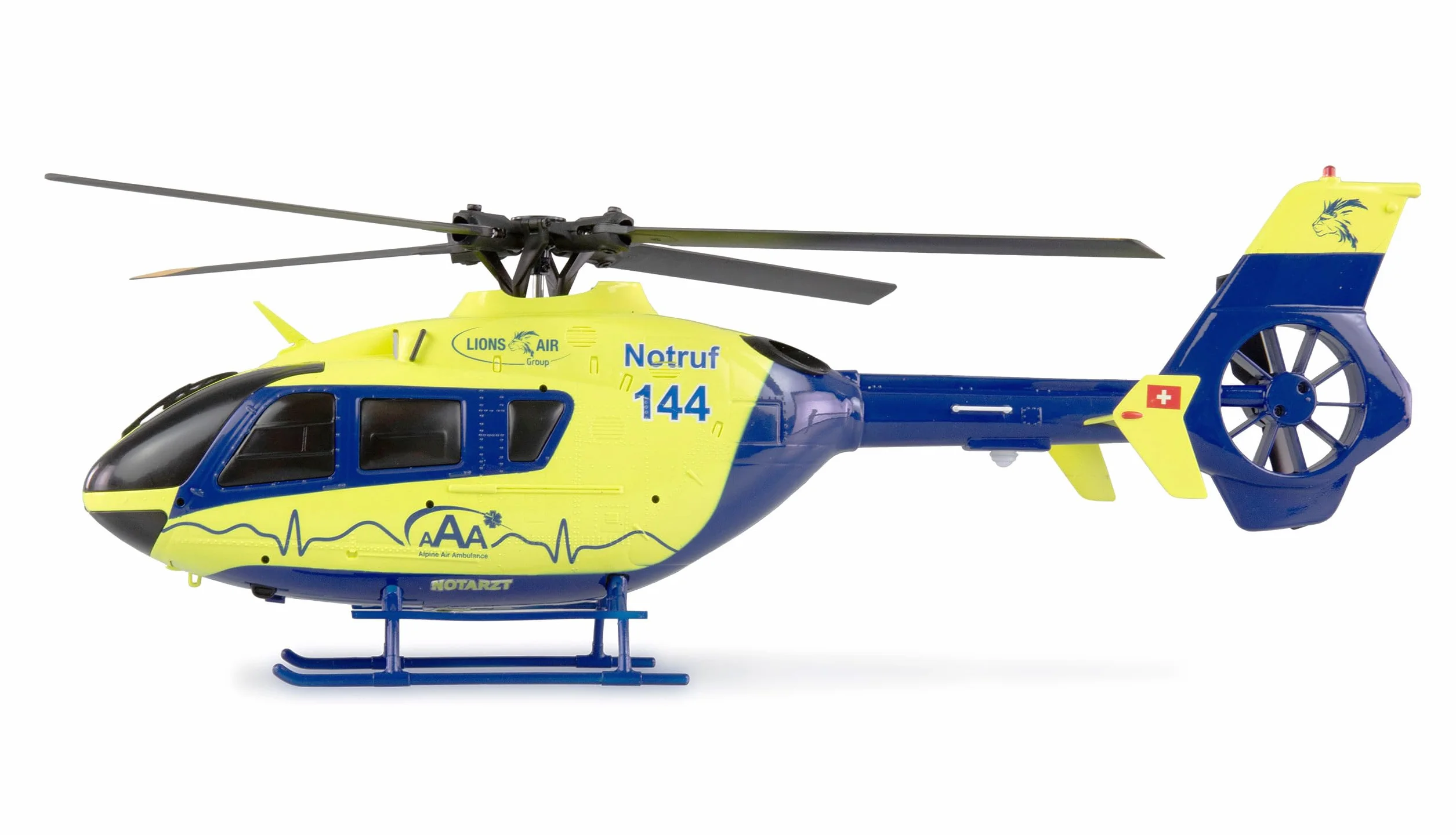 Amewi AFX-135 Pro Alpine Air Ambulance Helicóptero de 6 Canales teledirigido 6G RTF Amarillo neón