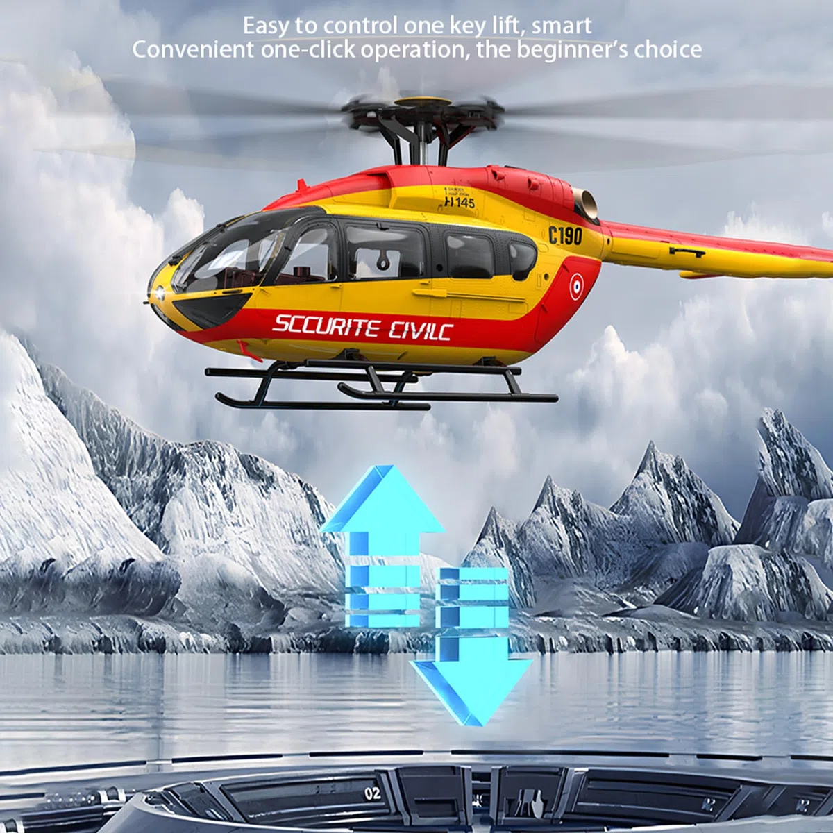 Helicóptero teledirigido, 2,4 GHz RC helicóptero con motor sin escobillas doble, 4 canales, posicionamiento de flujo óptico, estabilización de giroscopio de seis ejes