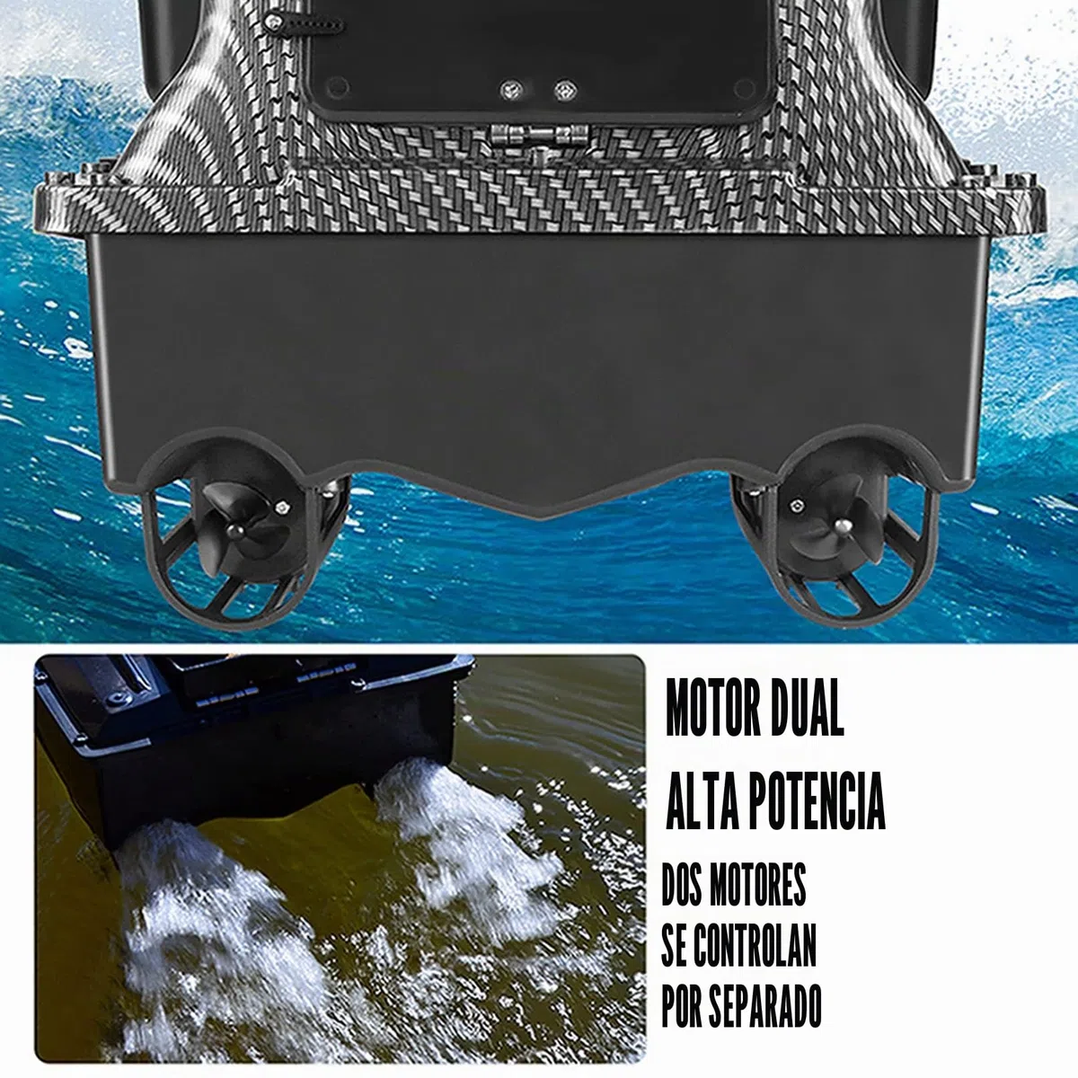 Señuelo de pesca RC barco, barco de pesca, barco de pesca, barco de crucero GPS con batería de 12000 mAh (fibra de carbono, GPS 12000 mAh)