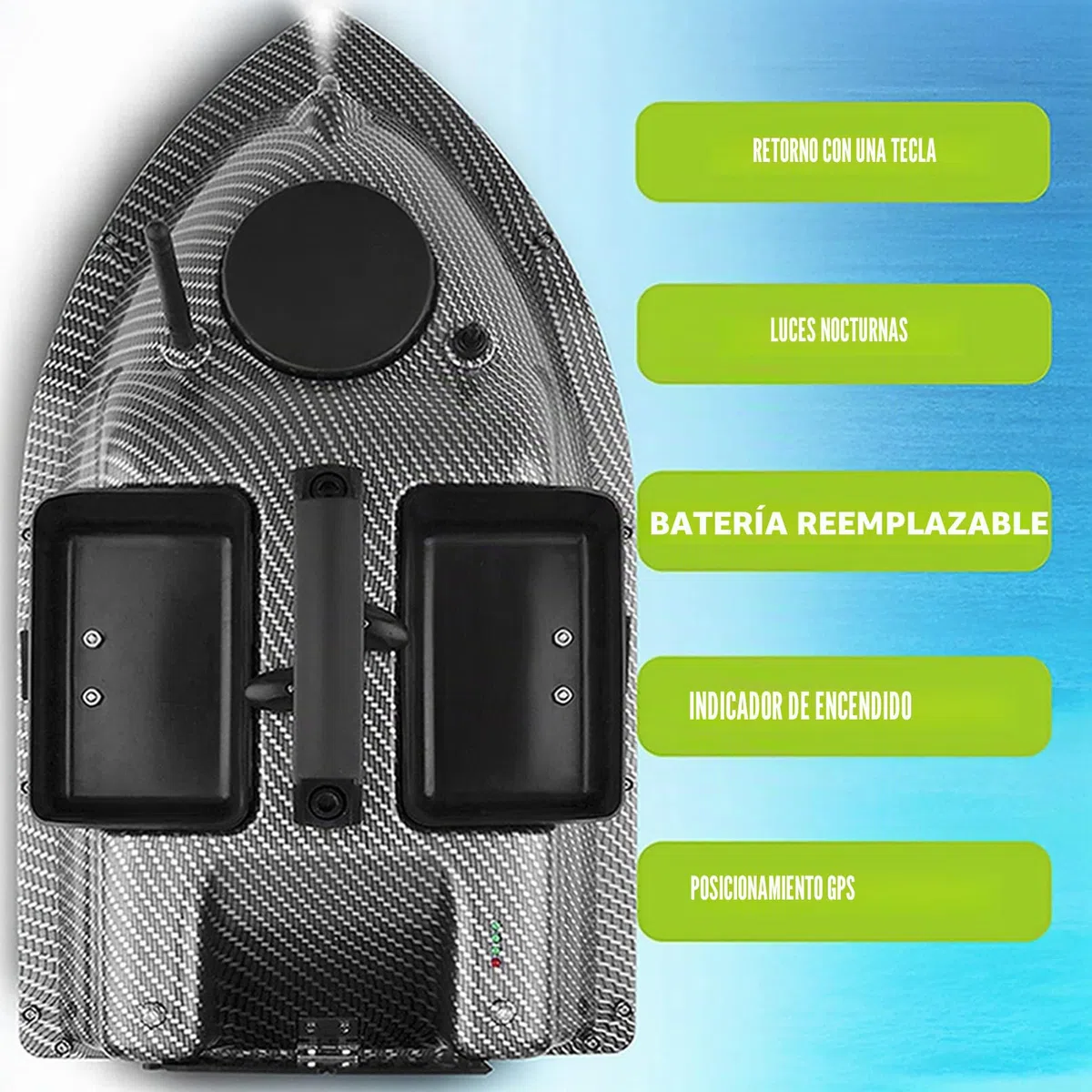 Señuelo de pesca RC barco, barco de pesca, barco de pesca, barco de crucero GPS con batería de 12000 mAh (fibra de carbono, GPS 12000 mAh)