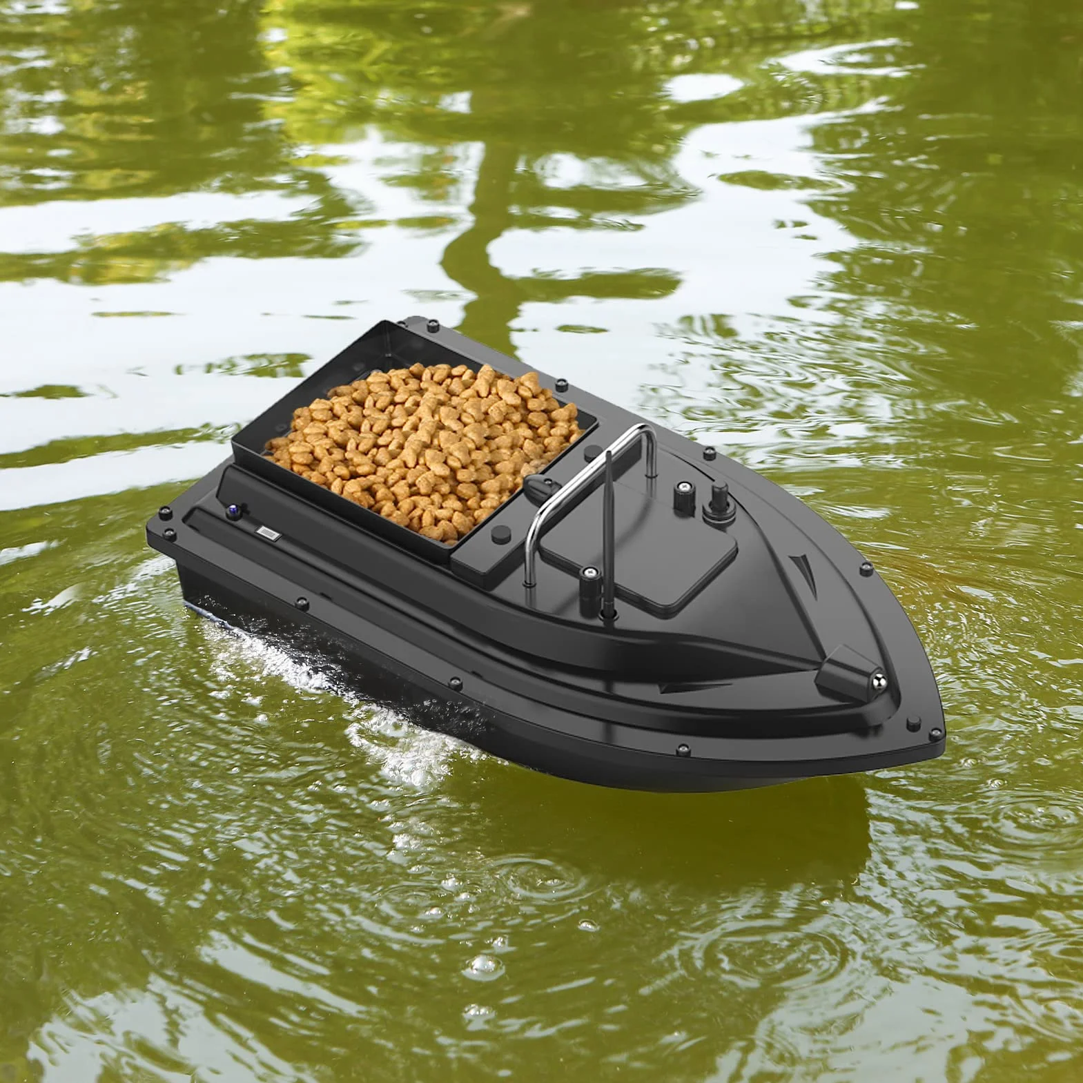 Barco señuelo, barco de comedero, GPS, barco de cebo con gran depósito de cebos, cebo automático con 400-500 m de distancia, pesca nocturna, 2 kg de cebo con luz LED
