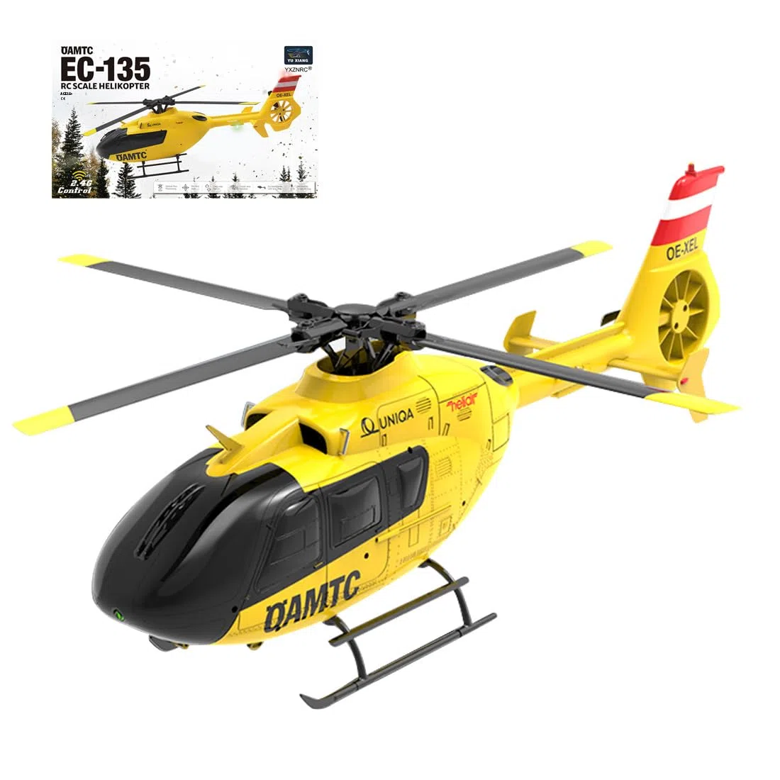 F06 EC-135 - Helicóptero RC para adultos, 1:36, 2,4 g, 6 canales, doble sin escobillas, motor de accionamiento directo, modelo de avión, helicóptero RC para aficionados a los aviones (RTF)