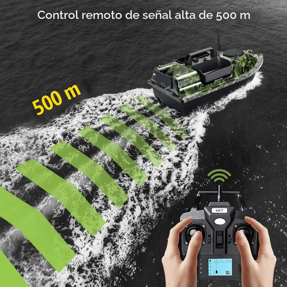500M 3 tolvas GPS barco cebador cebo de pesca sensor LCD Fishfinder, con bolso, batería de gran capacidad de 12000mAh, antenas, hélices y otros pequeños obsequios