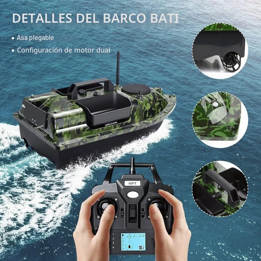 500M 3 tolvas GPS barco cebador cebo de pesca sensor LCD Fishfinder, con bolso, batería de gran capacidad de 12000mAh, antenas, hélices y otros pequeños obsequios