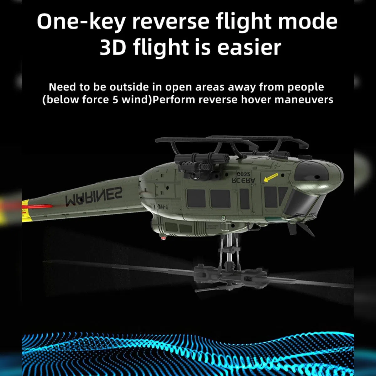 Helicóptero RC Huey C032 escala 1/48, control remoto 2.4G 6CH, giroscopio de 6 ejes, retención de altitud, 13 minutos de tiempo de vuelo y vuelo de acrobacias 3D, regalo para entusiastas de