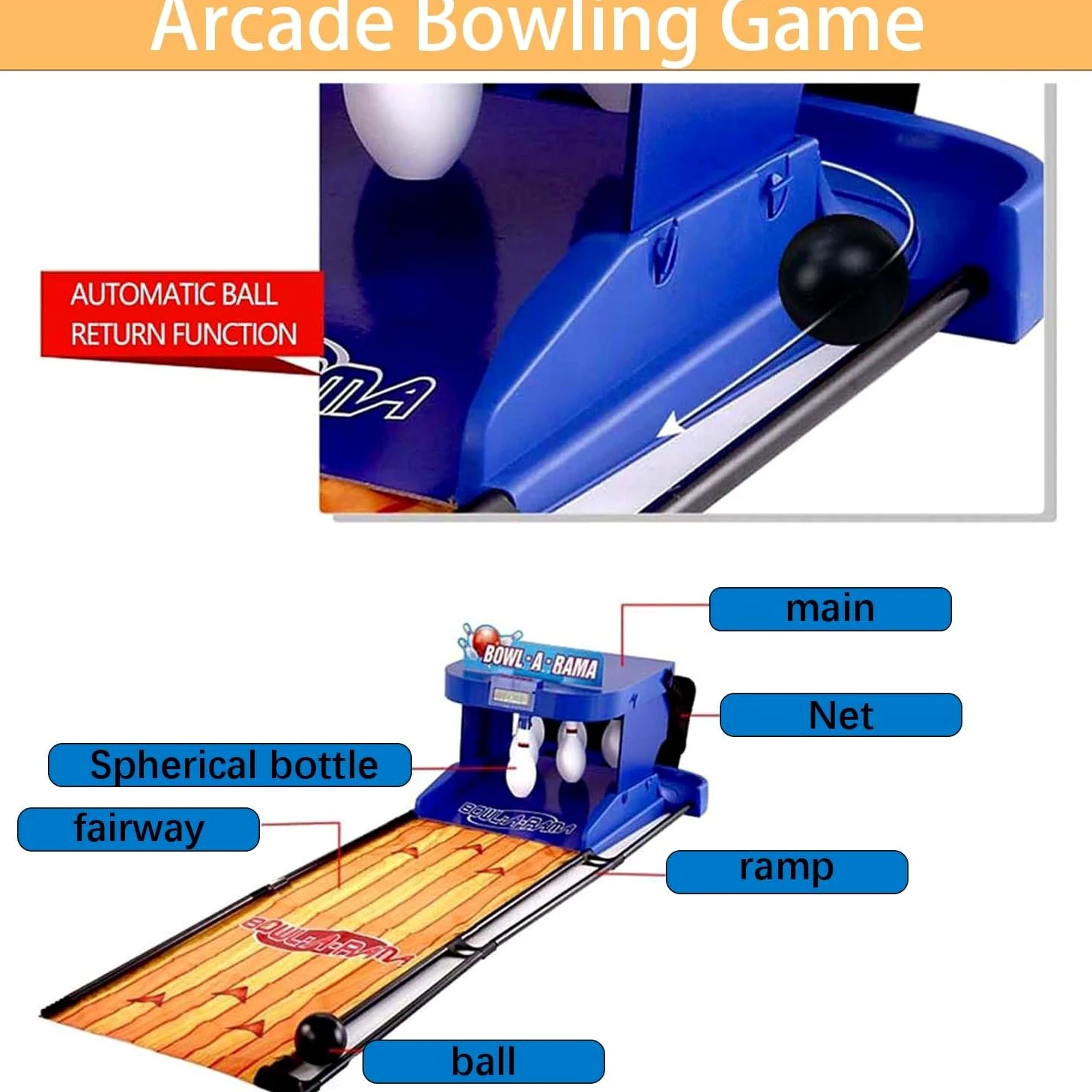 Juego De Bolos Electrónico con Reinicio Automático, Consola De Juegos De Bolos para Interiores con Marcador Led Y Efectos De Sonido De Simulación(2m)