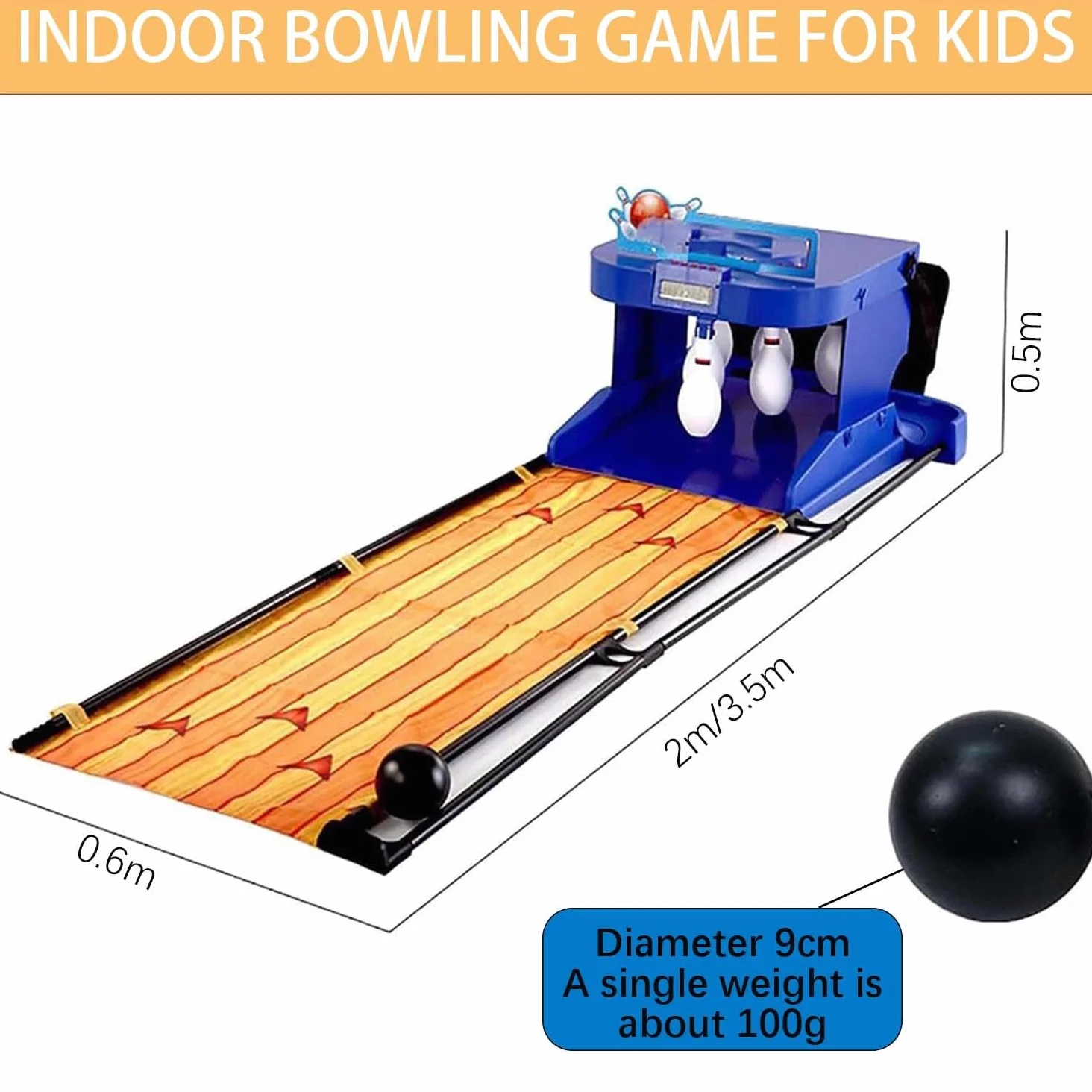 Juego De Bolos Electrónico con Reinicio Automático, Consola De Juegos De Bolos para Interiores con Marcador Led Y Efectos De Sonido De Simulación(2m)