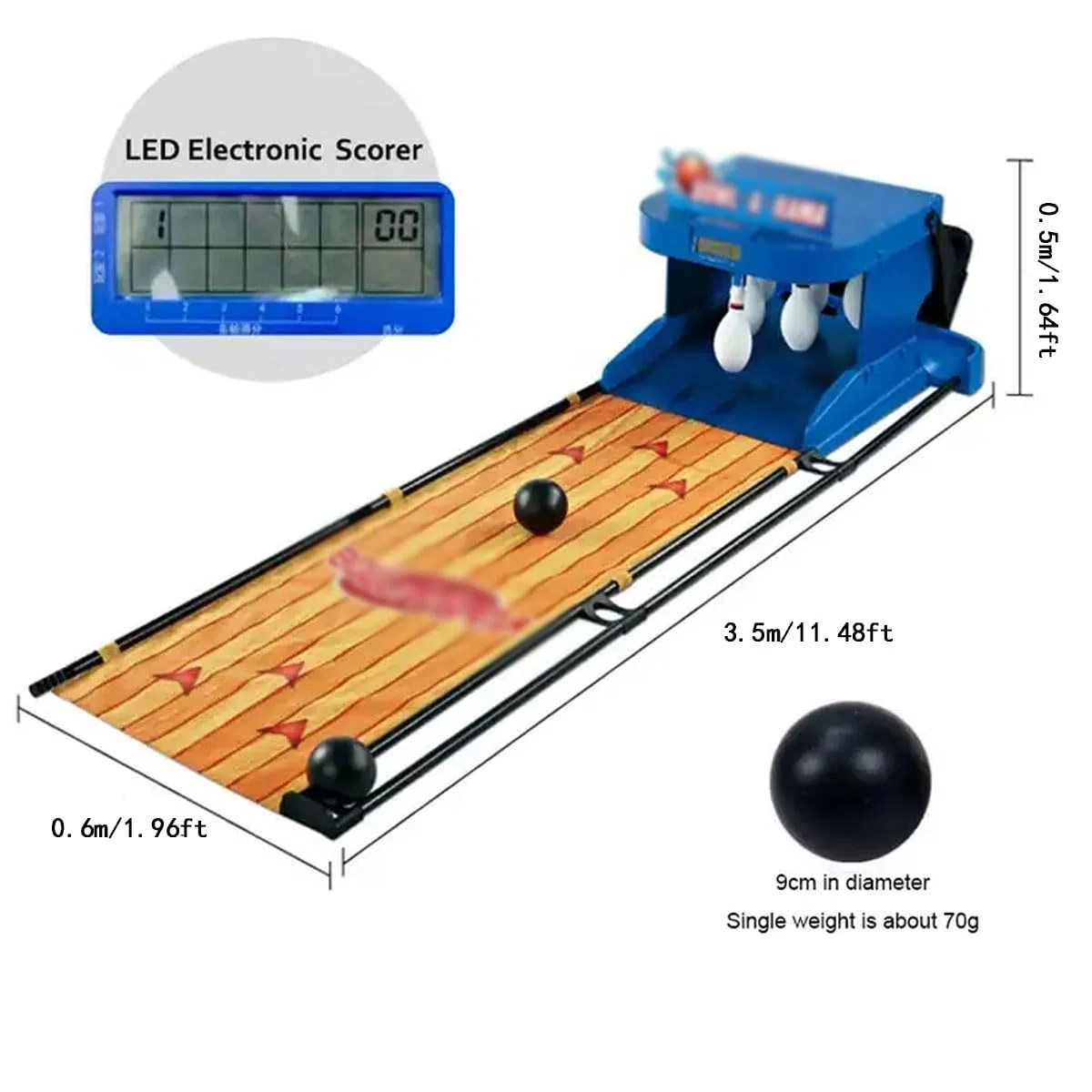 Juego Electrónico De Bolos, Consola De Juegos Eléctrica para Deportes De Interior, Máquina De Fitness Interactiva De 3,5 M, Marcador LED, Efecto De Sonido De Simulación, para Uso Doméstico