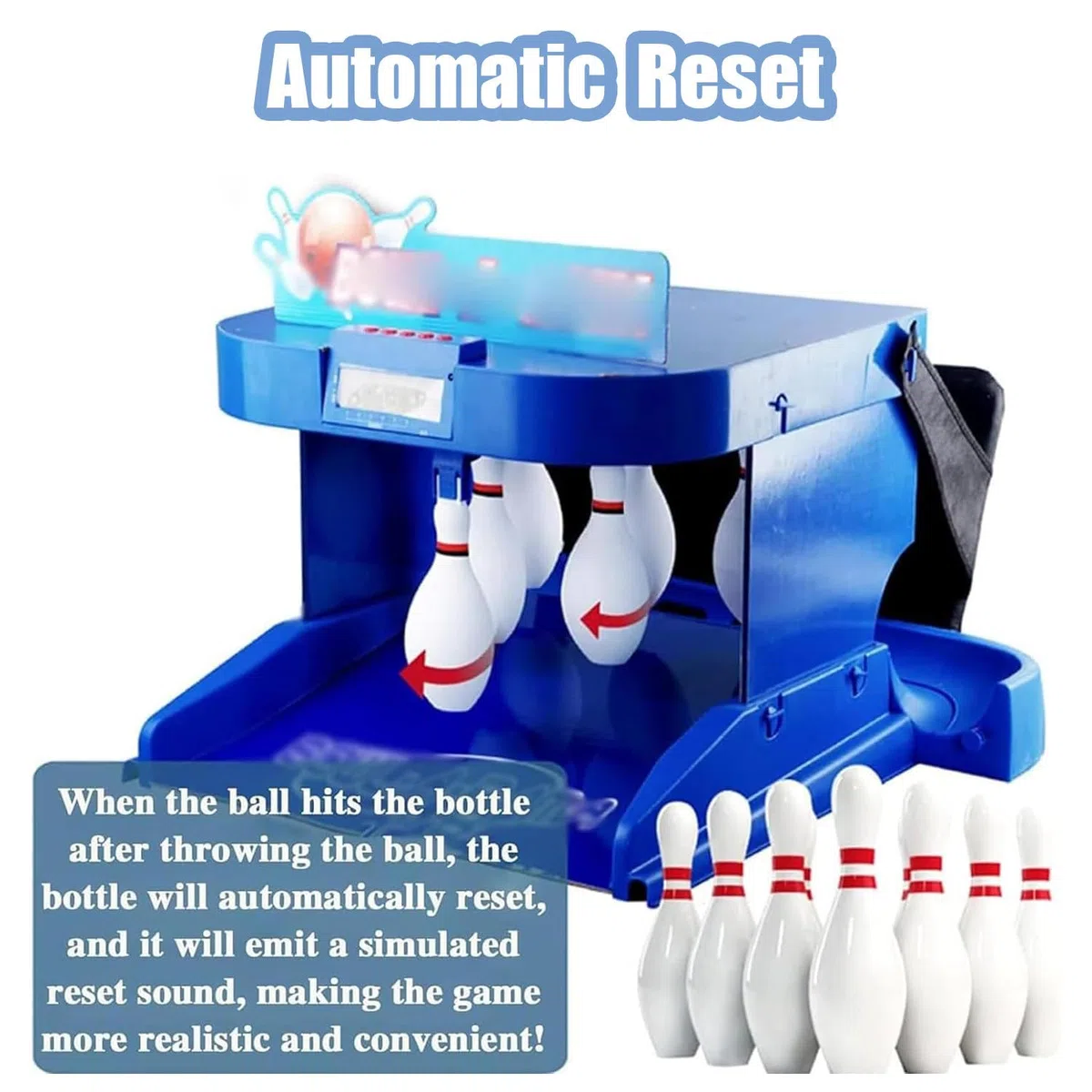 Juego de Bolos para niños, Consola de Juegos Deportivos de Interior con Bola de Bolos, Marcador LED, reinicio automático, iluminación y Sonido simulado. Entretenimiento en casa 2m/6ft